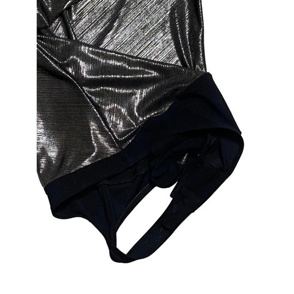 ALIX NYC Dakota Lamé One-Shoulder Silver Metallic Bodysuit-sz Small - Picture 9 of 15